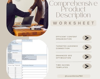 Product Description Worksheet (PDF) | SEO-Friendly Etsy Listing Template | Product Copywriting Guide for Online Shops