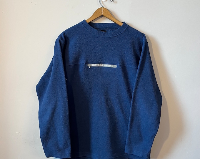 Vintage Burton Snowboards Biolite Fleece Sweatshirt Blue Mens Large 90s