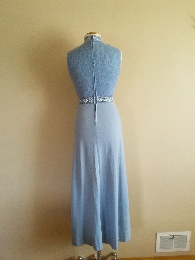 Beautiful Fits XS-S Zip Up Back. Vintage 70s Long Powder Blue Maxi Dress Mohair /& Wool Knit Princess Seams Knitted Skirt Lined