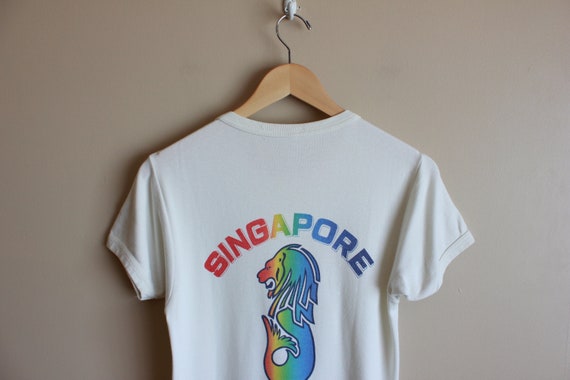 Vintage 70s - 80s 'Singapore' Rainbow Ombré Print… - image 9