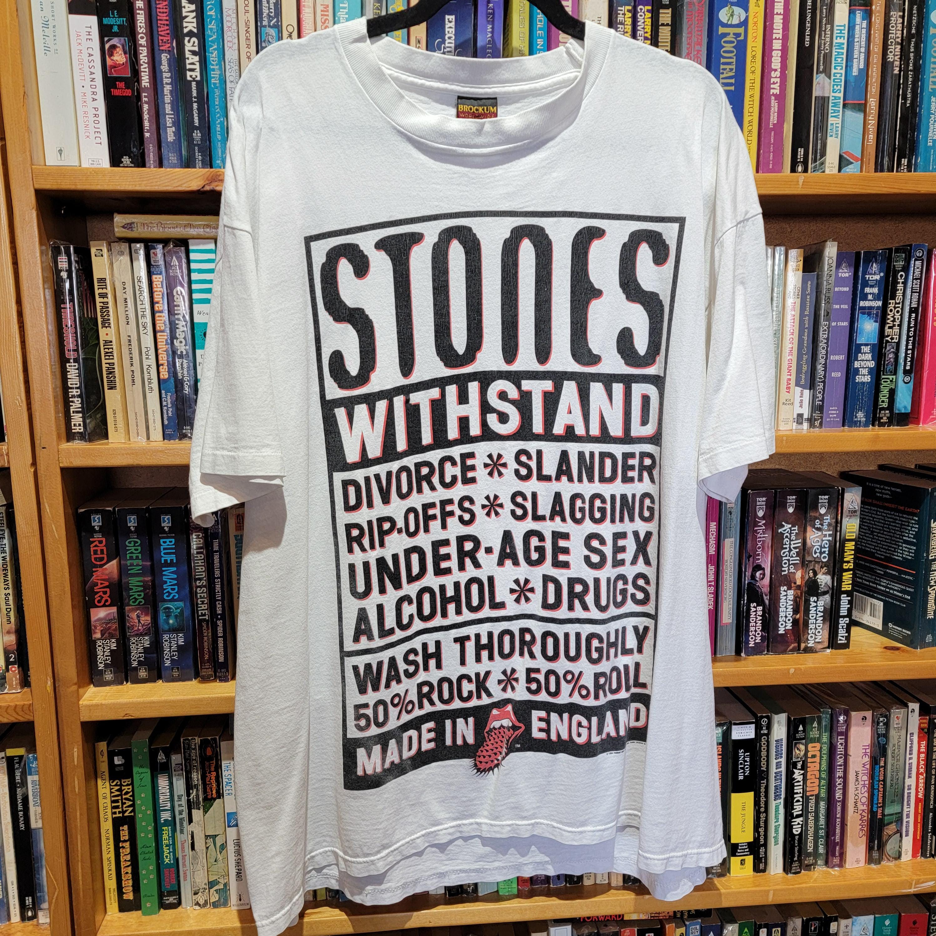 Vintage 90s Rolling Stones 2XL Tee | 'stones Withstand' | White