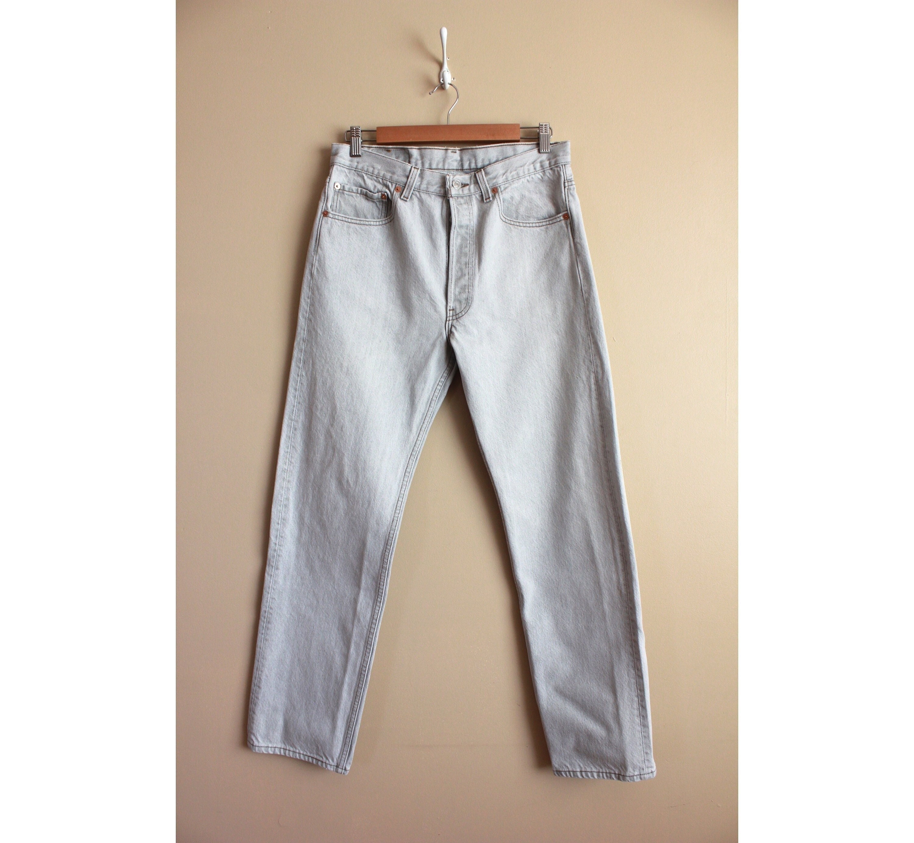 Vintage 90s Men's/unisex Light Grey Levi's 501 Jeans - Etsy Hong Kong