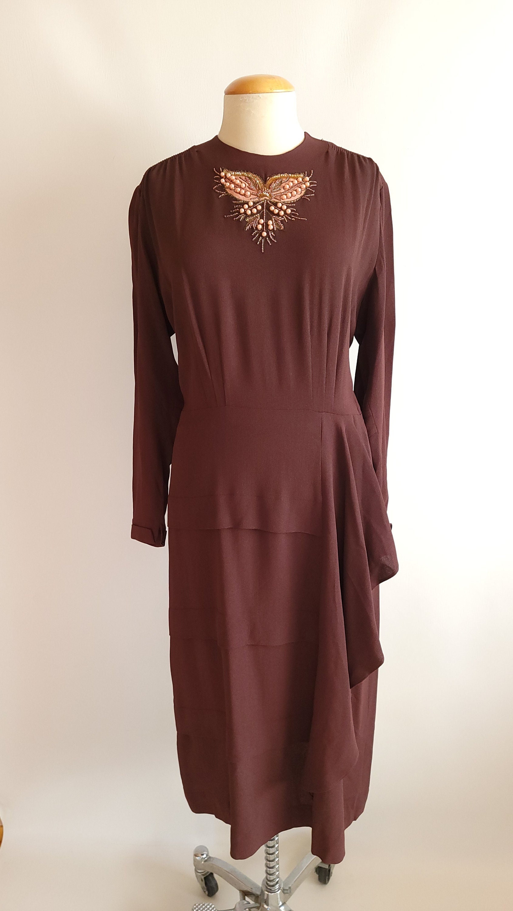 Vintage 1940s Rayon Dress - Etsy