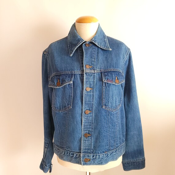 Vintage 60s Roebucks Denim Jacket With Hand Embroidered Flower on 