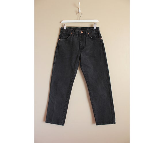 unisex Black Wrangler Jeans Waist 