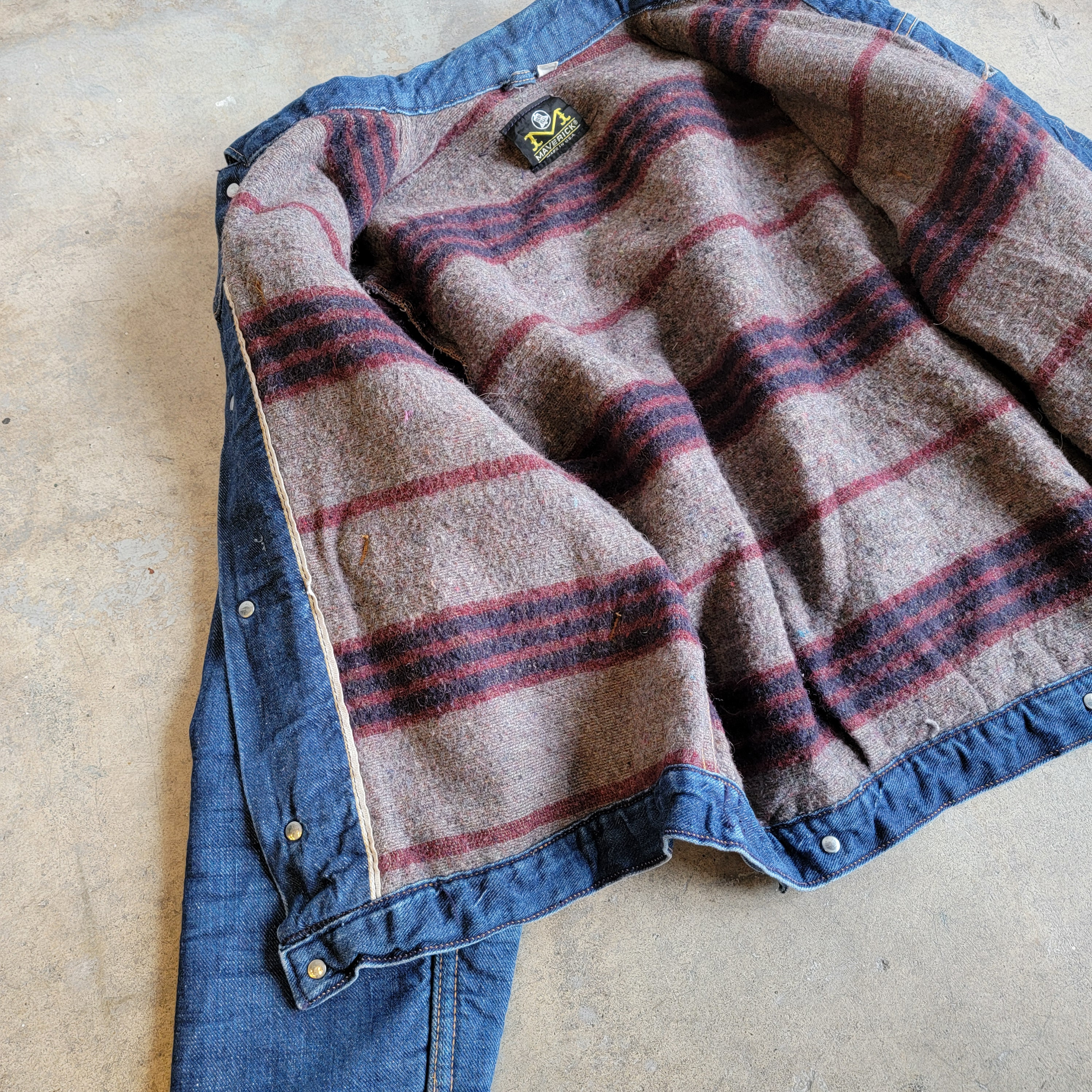 Vintage 1960s Maverick Blue Bell Blanket Lined Denim Trucker