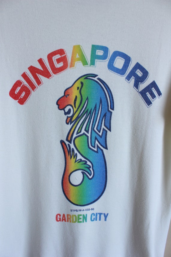 Vintage 70s - 80s 'Singapore' Rainbow Ombré Print… - image 10