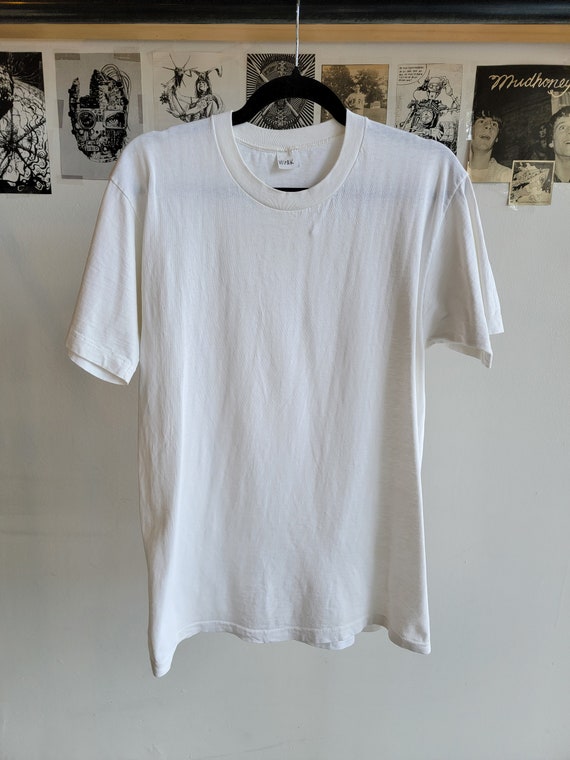 Vintage 80s Plain White Cotton T shirt Blank Tee Single Stitch Medium Etsy Australia