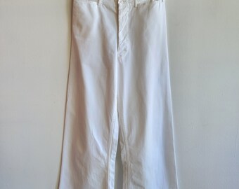 Vintage 1940s US Navy Sailor Pants - 40s White High Waisted