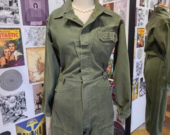 Vintage Military Coveralls | Men's small / Women's Medium | Jumpsuit | Olive Green