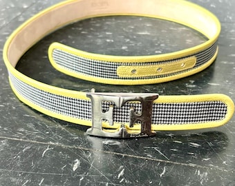 Vintage Escada Black Leather Belt, Oversized Buckle, Golden  display picture 1