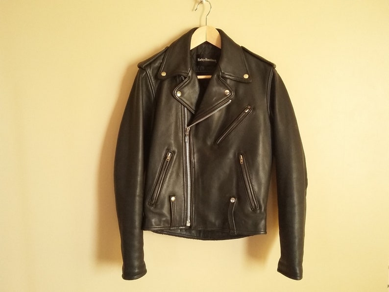 Vintage 80s Men S Harley Davidson Black Leather Jacket Size 34 Extra Small Supple Tough Motorcycle Biker Classic Lined