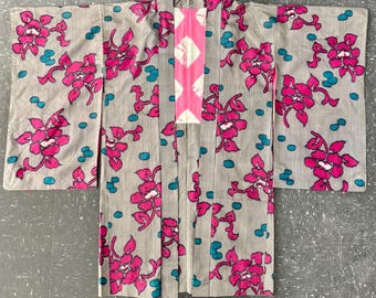 Kimono vintage in seta Meisen / anni '50 / metà secolo / medio / vivace / floreale / giapponese