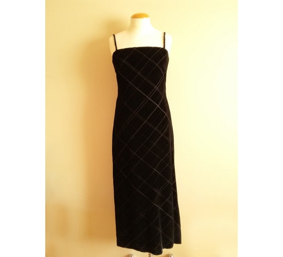 Vintage 90s Spaghetti Strap Black Velvet Devoré Ev