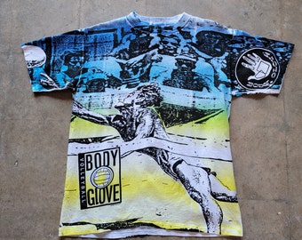 トップス 00's BODY GLOVE ALL OVER PATTERN Single Stitch Body Glove 1993 T Shirt Vintage All Over Print - Etsy