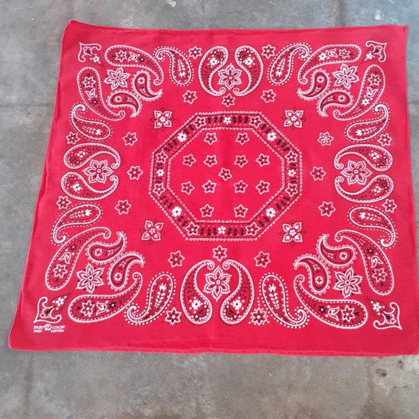 Vintage Mid-Century Elephant Brand Bandana | Red | Trunk Up | Fast Color | 100% cotton |