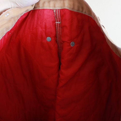 Vintage 80s Brown Carhartt Insulated Duck Canvas Pants | Red Quilted Lining | Scovill Zipper shops | Riveted | Waist 32