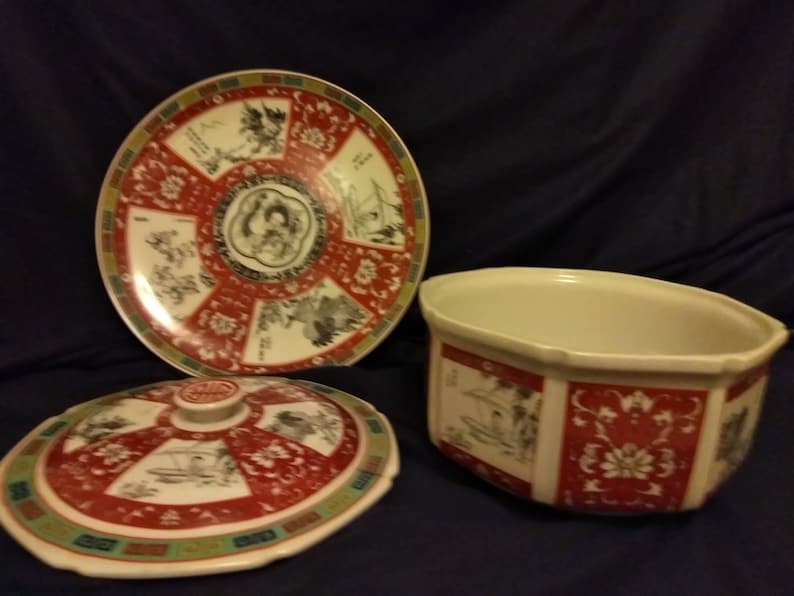 Decorative serving Bowl and plate made in Taiwan Rep of China