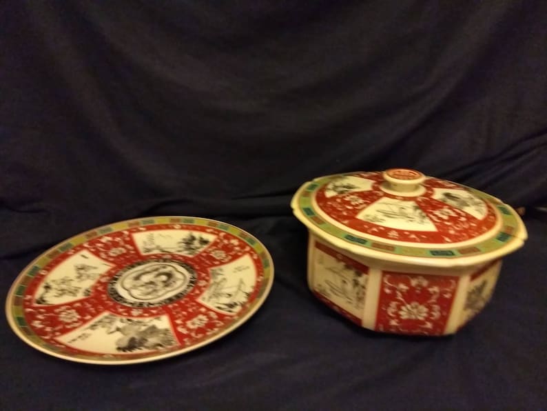Decorative serving Bowl and plate made in Taiwan Rep of China