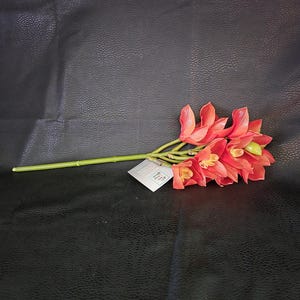 Artificial Burnt Orange cymbidium Orchid Stem, Has 9 Flower Heads, Real touch.