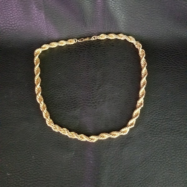 Vintage 1980's Napier Gold tone Twisted Rope chain, Pat . 4.774.743