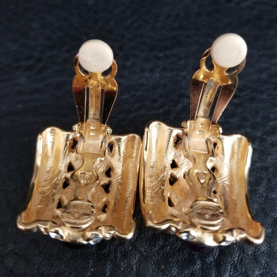 Vintage Signed Givenchy clip on earrings, Gold to… - image 5