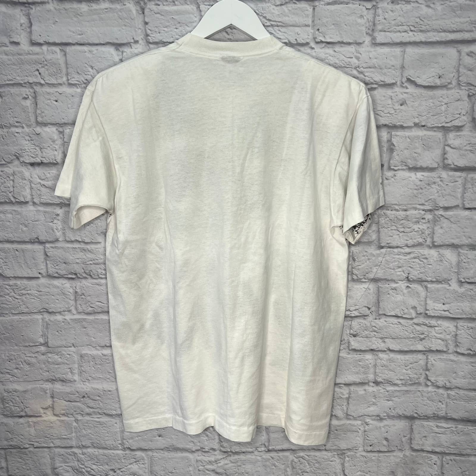 Vintage 90s Wet Paint Hand Painted T Shirt White Jungle
