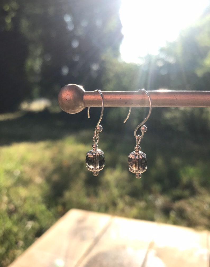 Smokey Quartz Crystals Silver Plated Wire Wrapped Sphere Crystals