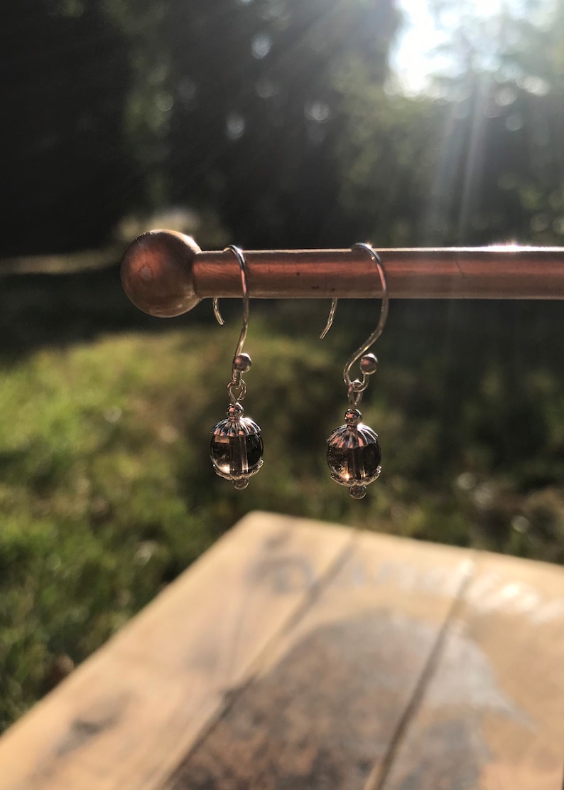 Smokey Quartz Crystals Silver Plated Wire Wrapped Sphere Crystals