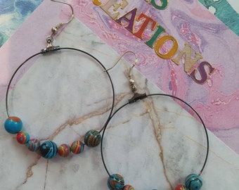 Rainbow hoop earrings