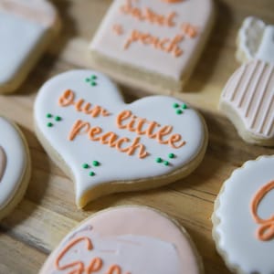 Sweet as a Peach, Our Little Peach baby shower birthday cookies