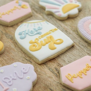 Here comes the Sun boho pastel 1st Birthday cookies