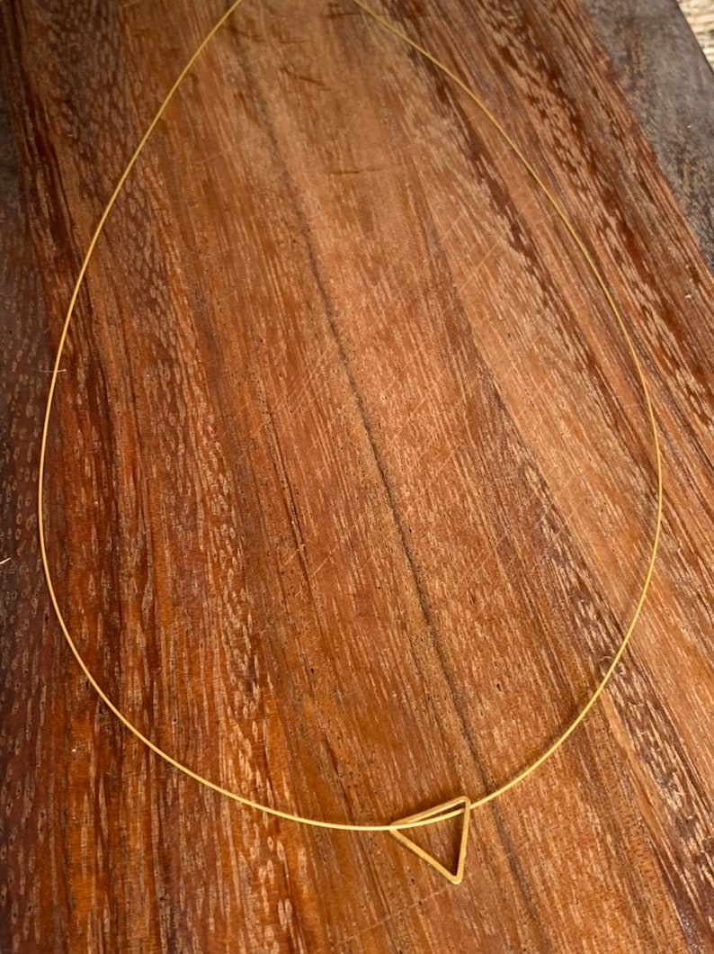 Delicate choker necklace/raw brass/hexagon or triangle image 6