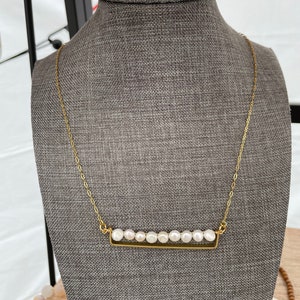 The Jackie: minimal modern pearl strand. 18in gold necklace image 6