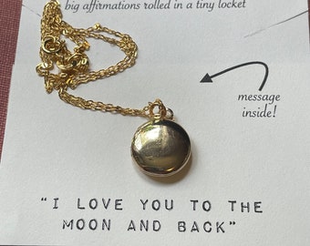 Micro Affirmation: tiny gold locket with message