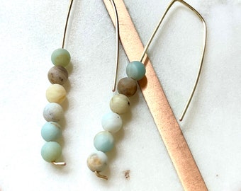 Minimalist amazonite bead earrings