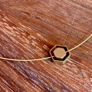 Delicate choker necklace/raw brass/hexagon or triangle image 5