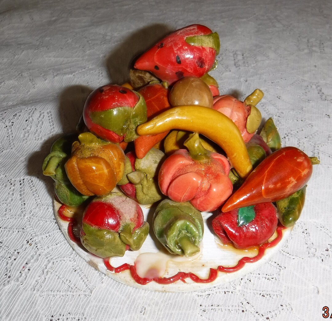 Papier Mache Fruit and Vegetable Cluster Wall Hanger From Ecuador 1980