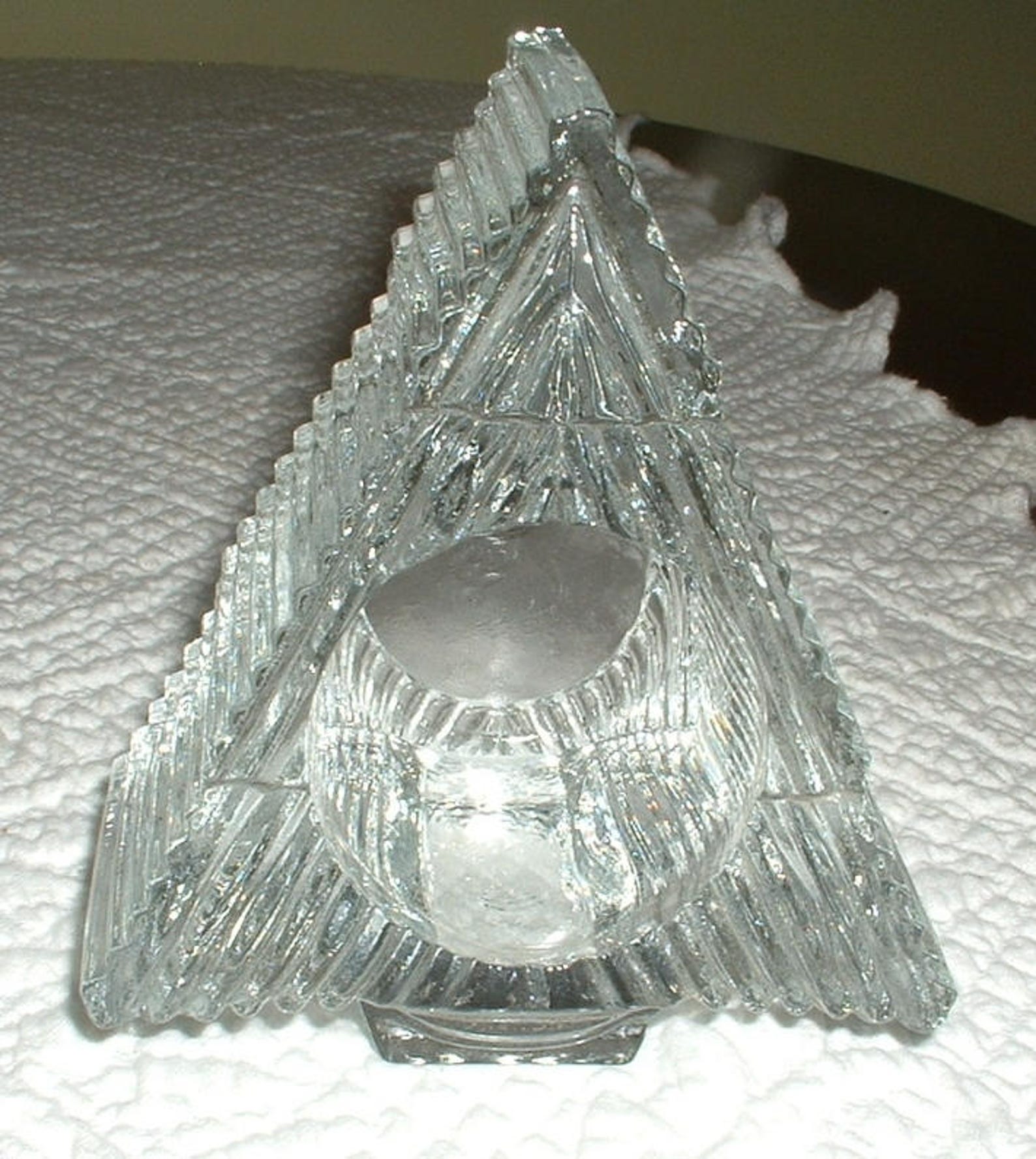Heavy Christmas Tree Glass Candle holder Etsy