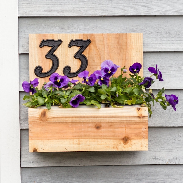 Square Address Cedar Planter Box