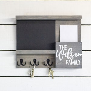 Personalized Entryway Organizer and Memo Board, Small Home Command Center with Chalkboard