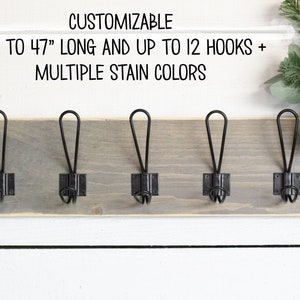 Customizable Rustic Entryway Coat Rack, Wall Mounted Rack, Farmhouse Coat Hooks, Wood Hat Rack