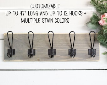 Customizable Rustic Wood Coat Rack: Farmhouse Entryway Organizer
