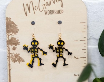 Skeleton Dangle Earrings: Hypoallergenic Plastic Halloween Jewelry