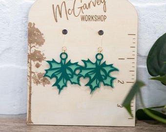 Maple Leaf Dangle Earrings: Hypoallergenic Plastic Hooks