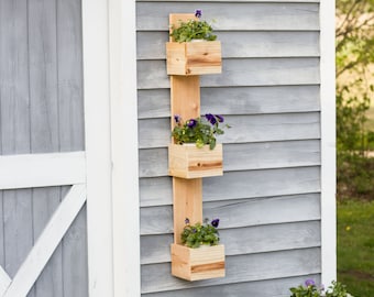 Hanging Cedar Planter, Wood Planter Box, Rustic Planter, Tall Planter, Herb Planter, Wall Planter, Succulent Planter,