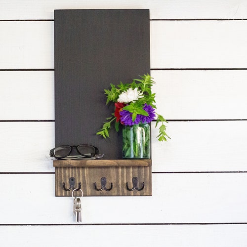 Chalkboard Key Hook Chalkboard Shelf Chalk Board Organizer Etsy