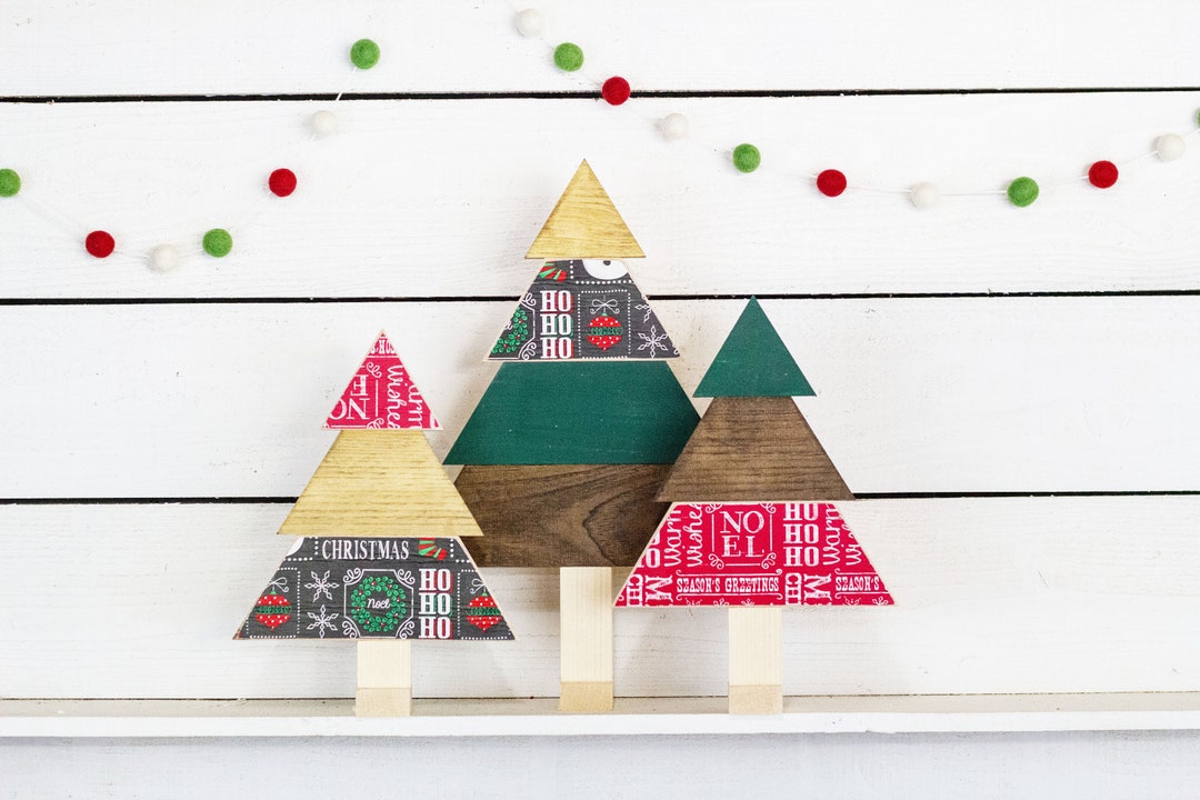 Multi-color Christmas Trees Set of 3 Select Your Style. - Etsy