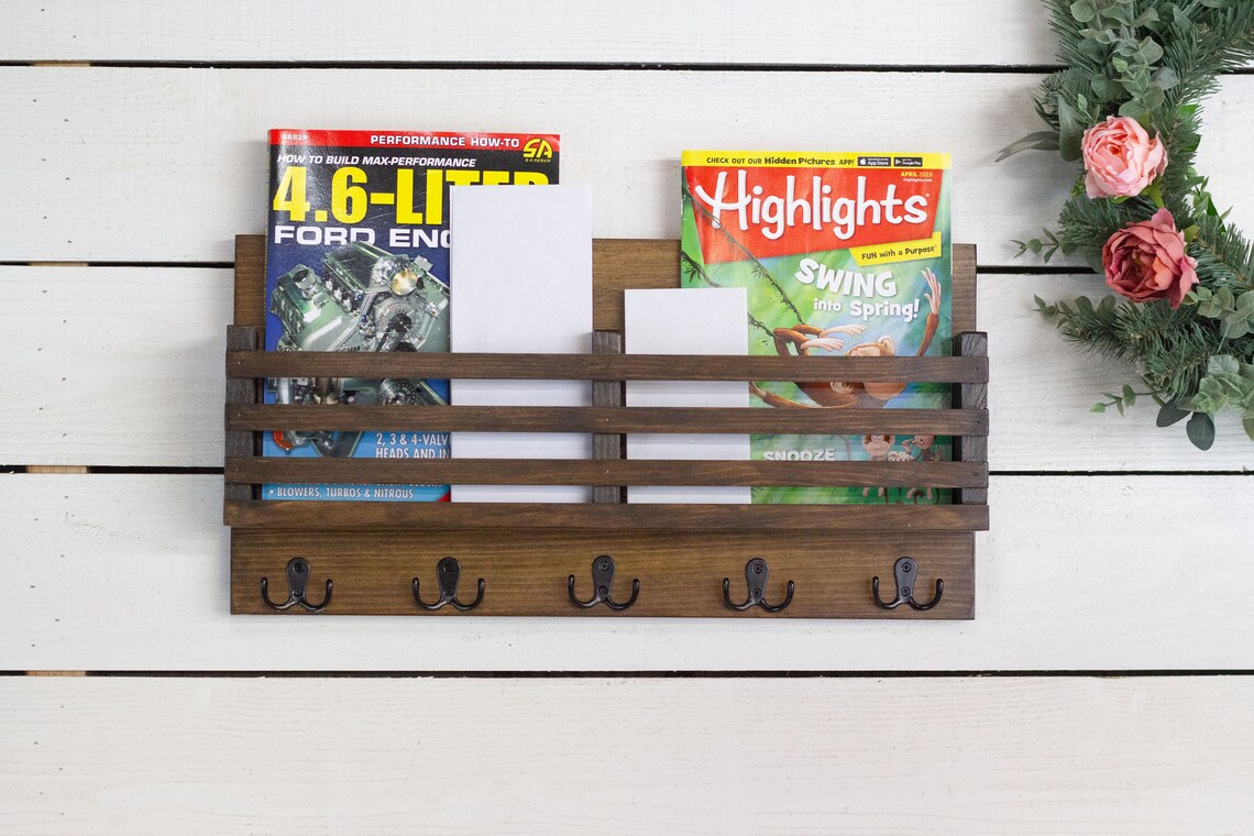 Double Mail Sorter and Key Holder Wood Mail Sorter Wall Mail Etsy