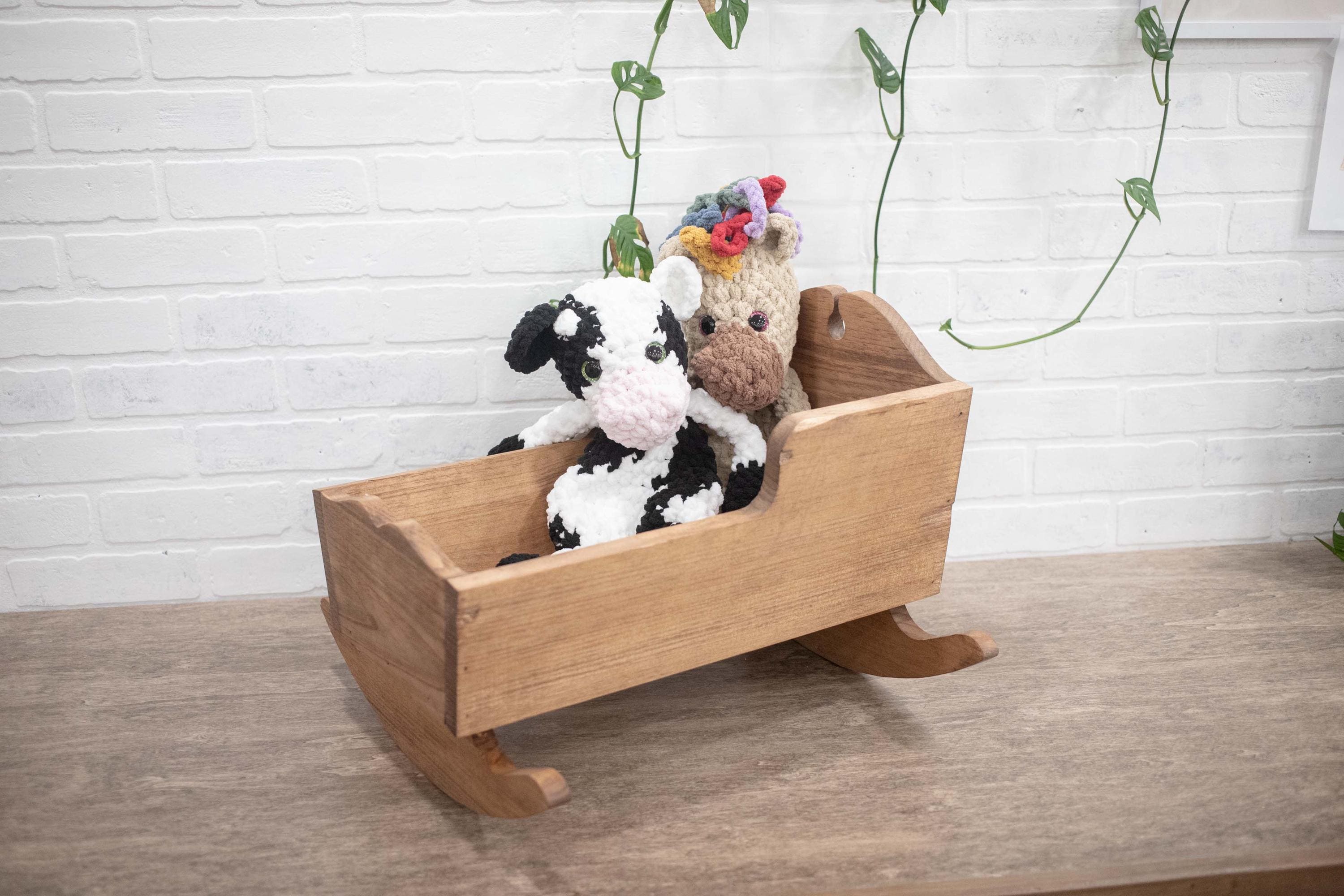 Handmade Wooden Doll Crib, Rocking Baby Doll Cradle, Personalized Toy